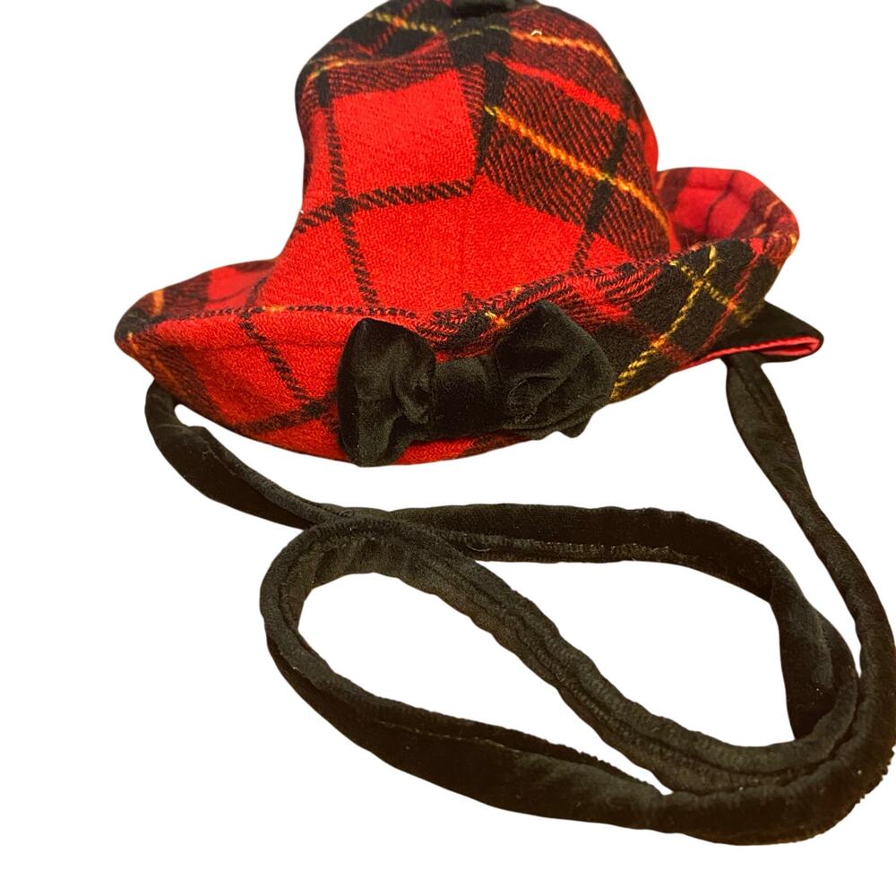 Red black plaid wool blend baby winter hat SIZE 12-14M‎